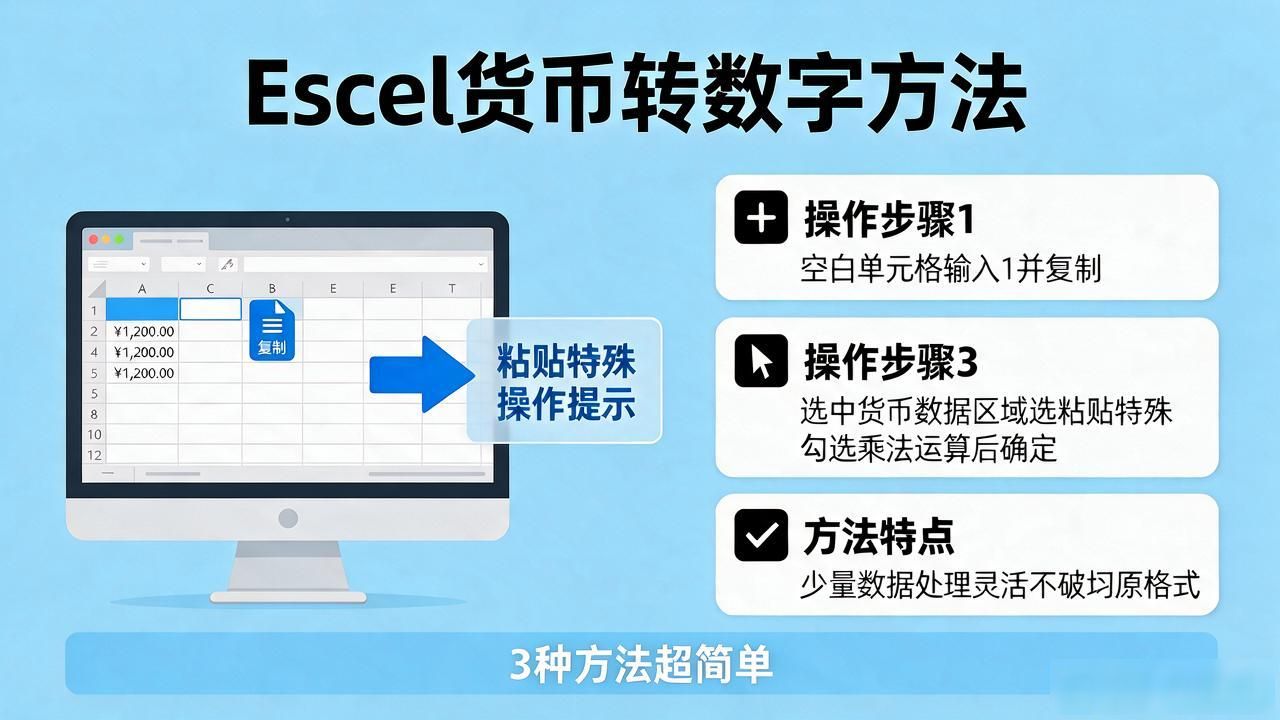 Excel货币数据转纯数字_财务报表数据格式转换_excel货币如何转换成数字