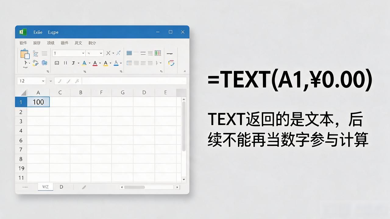 Excel设置货币符号_TEXT函数格式化金额_数字后加货币符号